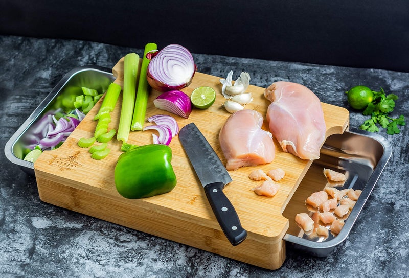 ecozoi Bamboo Cutting Board by Ecozoi with 2 Slide Out Drawers. Keep Meal Prep Organized With Organic Bamboo Wooden Chopping Station. Non-Slip Butcher Block with Juice Groove for Easy Cleaning - Image 2